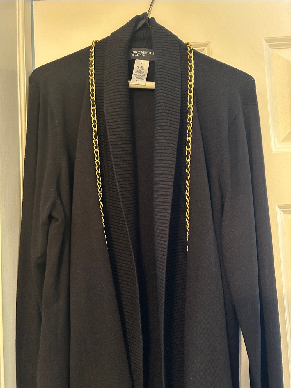 Jones New York Black Open-Front Shawl Collar Jacket